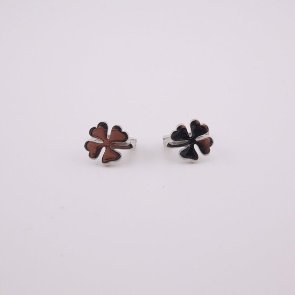 Timeless Jewelry Women's Sterling Silver Four Leaf Clover Huggie Loop Earrings** - Picture 1 of 13